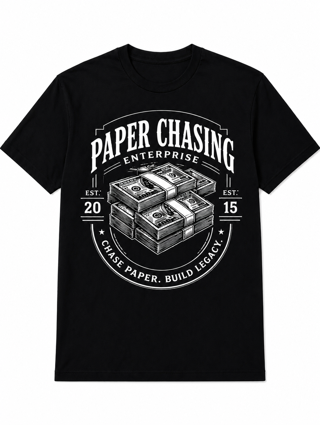 Paper Chasing Enterprise EST. 2015 Graphic T-Shirt Black & White Streetwear Tee
