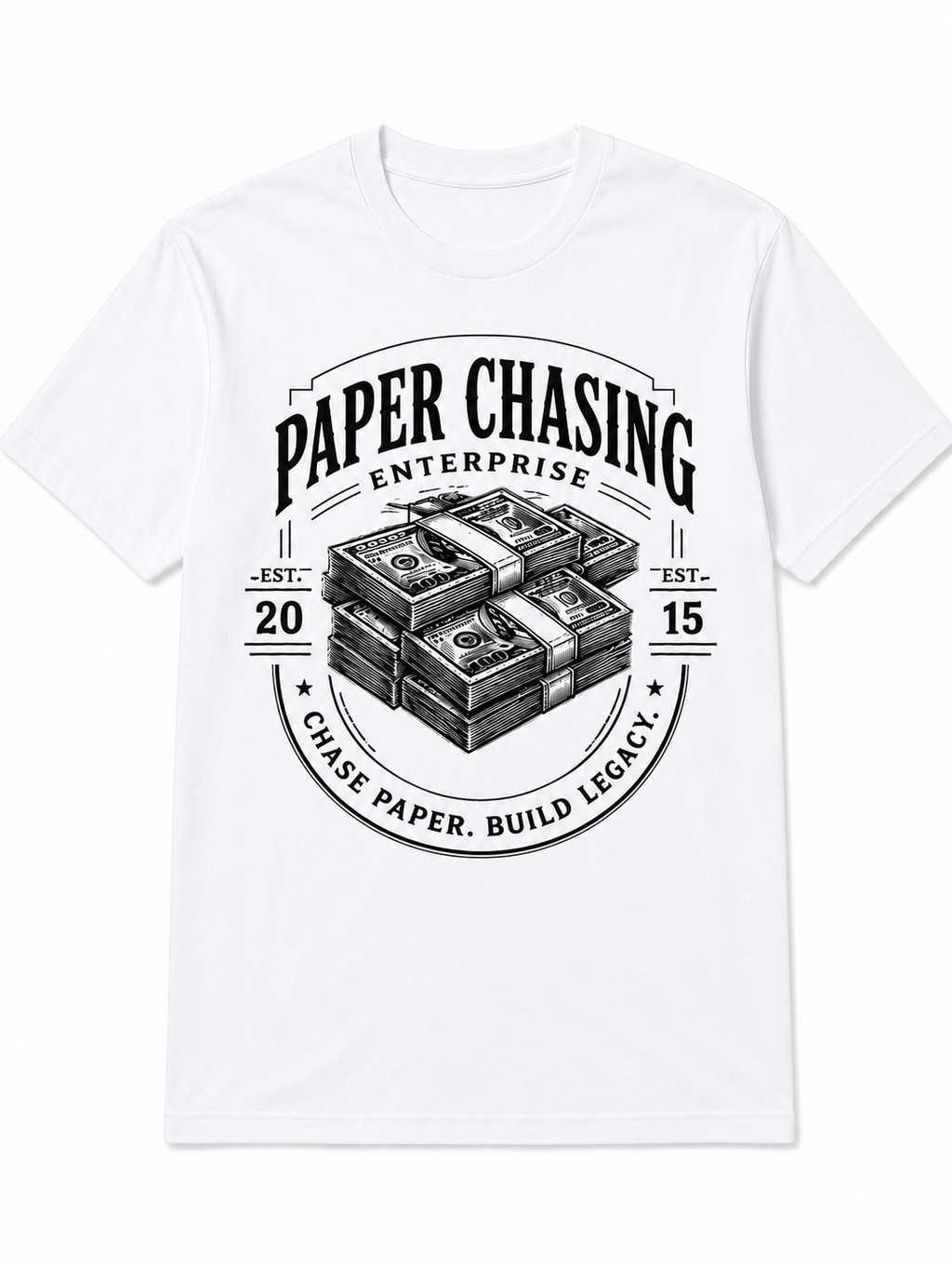 Paper Chasing Enterprise EST. 2015 Graphic T-Shirt Black & White Streetwear Tee