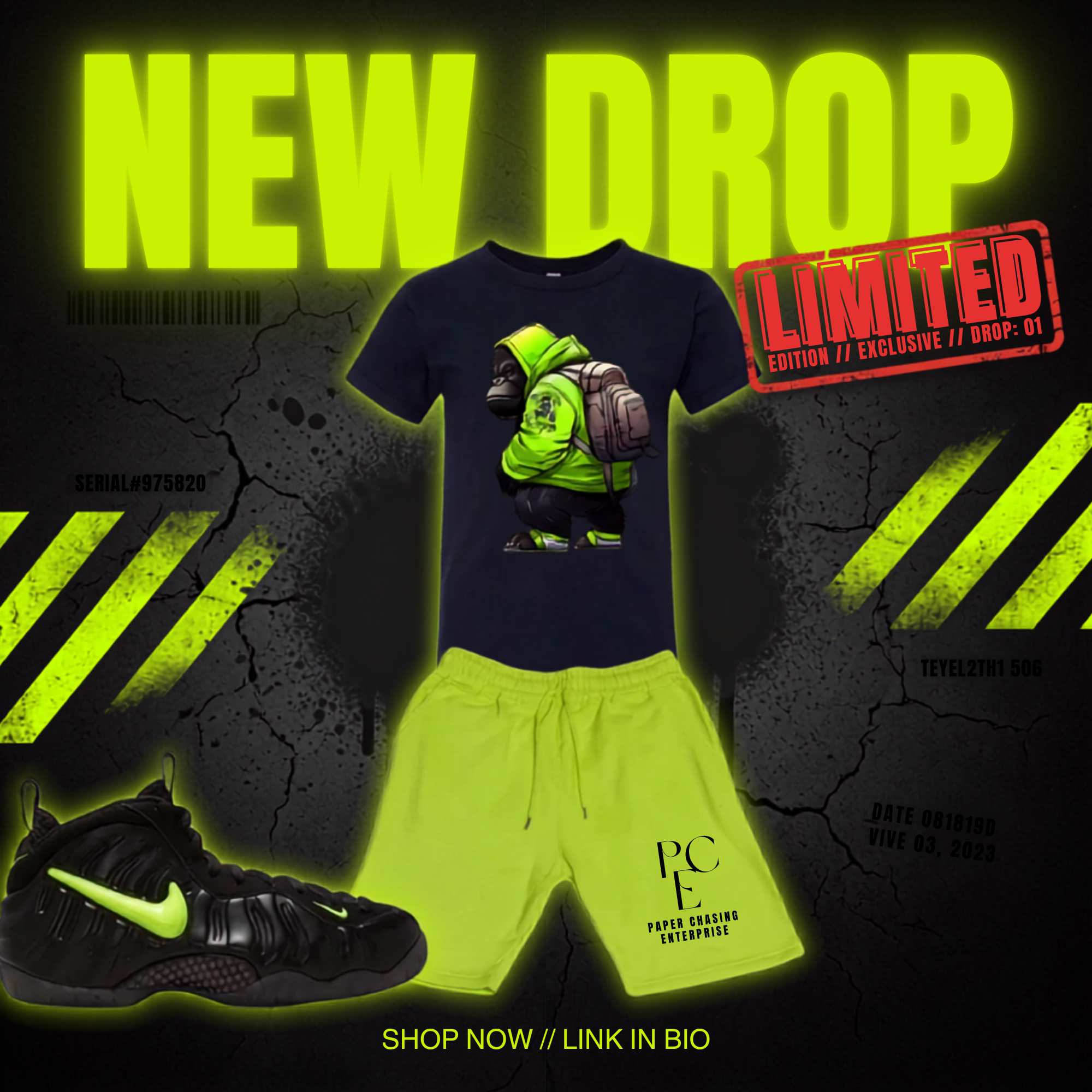 PCE DRIP Gorilla Set – Lime Green Edition SHOES NOT INCLUDED