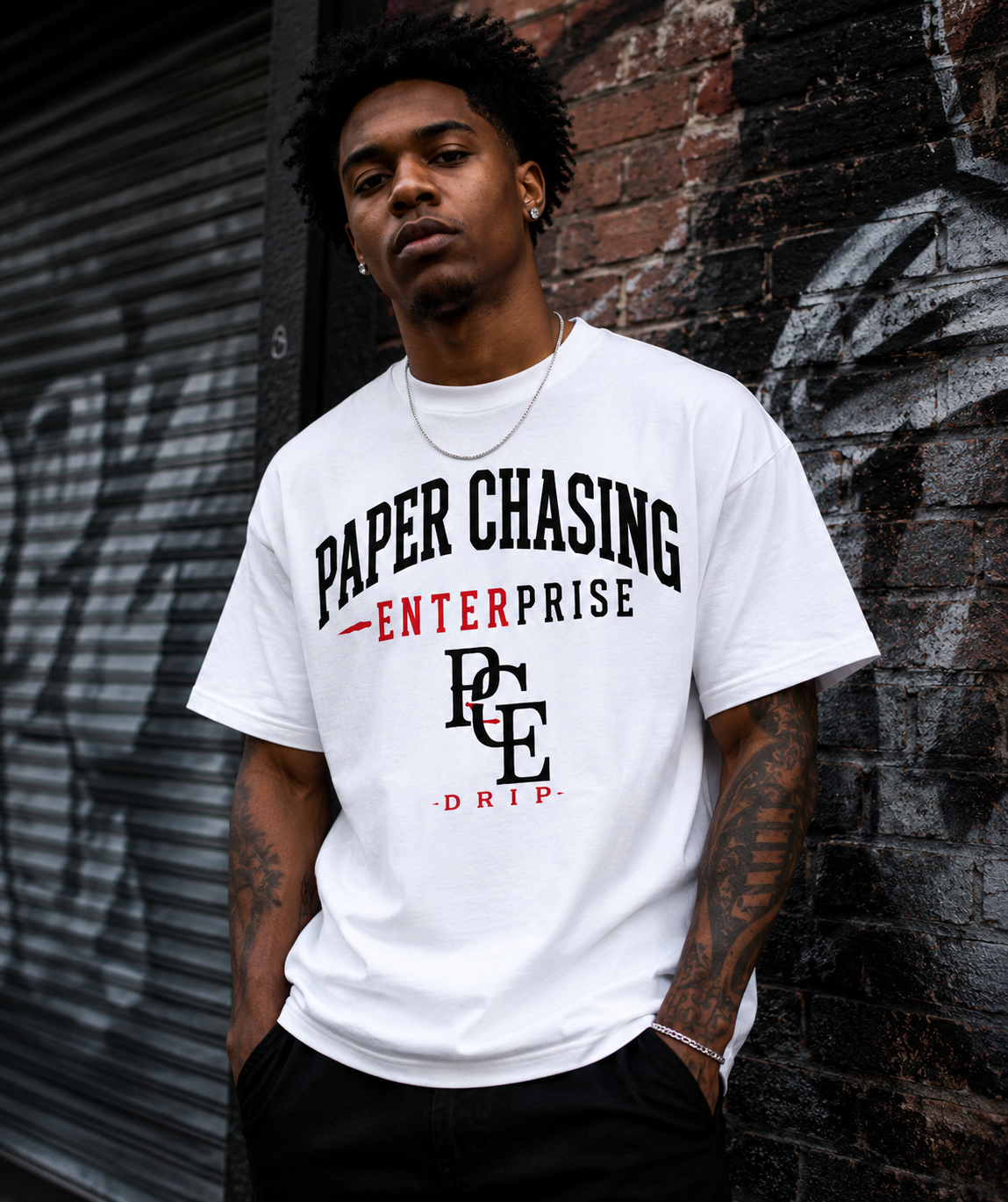 PCE Signature Classic Tee – White/Black/Red