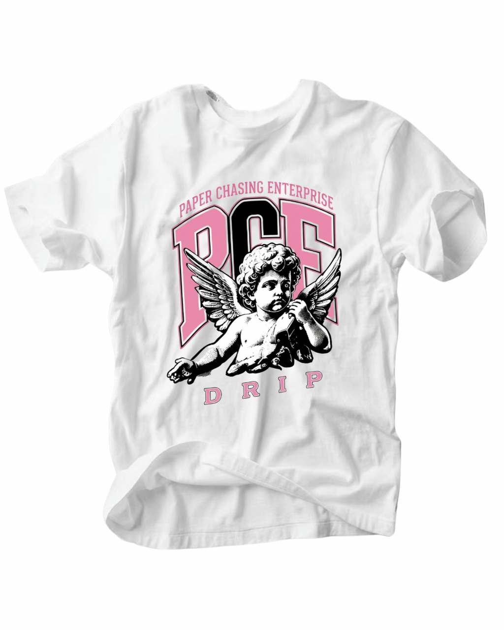 PCE Drip Angel Tee – Pink/Logo