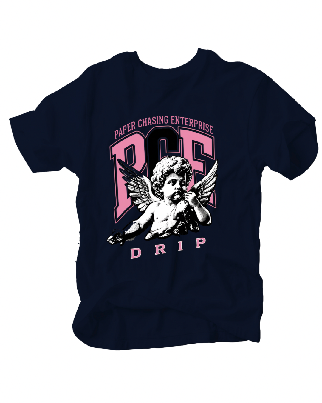 PCE Drip Angel Tee - Paper Chasing Enterprise Graphic T-Shirt (Black or White)