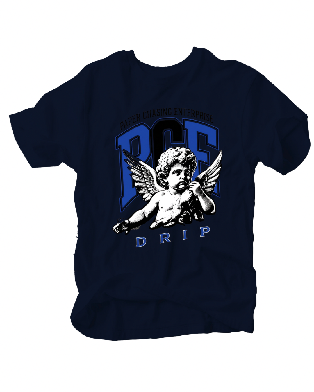 PCE Drip Angel Tee - Paper Chasing Enterprise Graphic T-Shirt (Black or White)