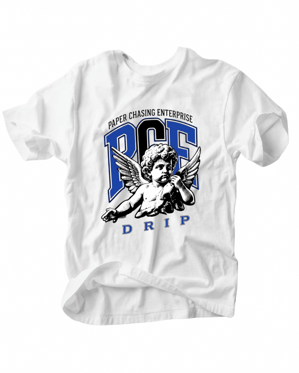 PCE Drip Angel Tee – Blue Logo