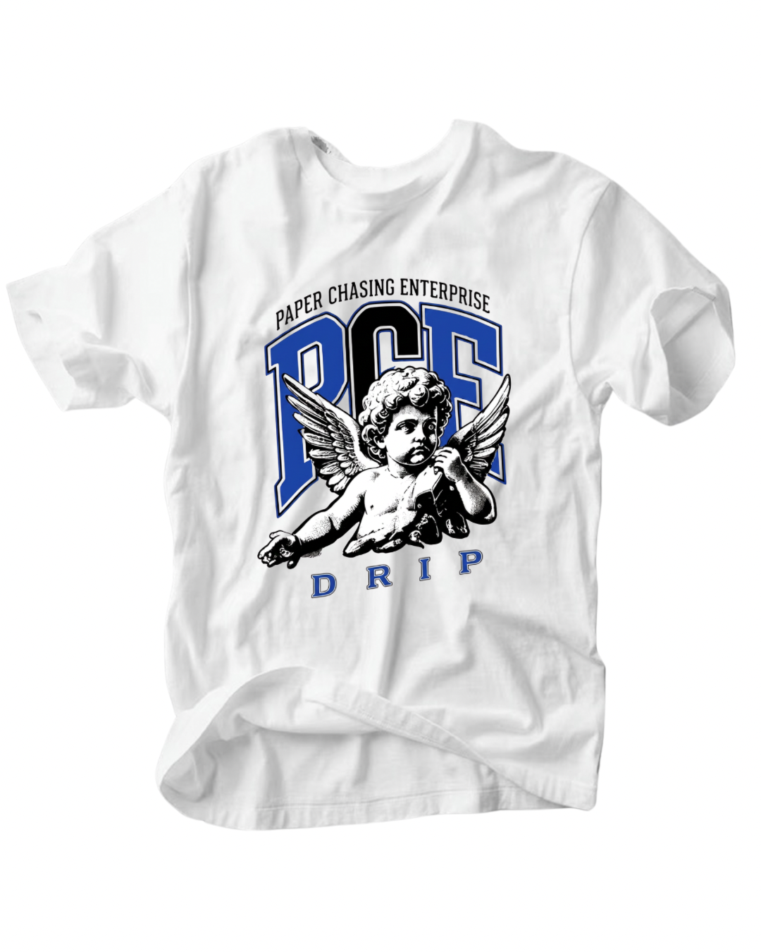 PCE Drip Angel Tee - Paper Chasing Enterprise Graphic T-Shirt (White / Black)
