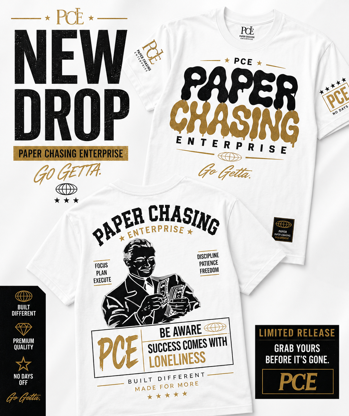 Paper Chasing Enterprise™ “Go Getta” Tee (Black or White)