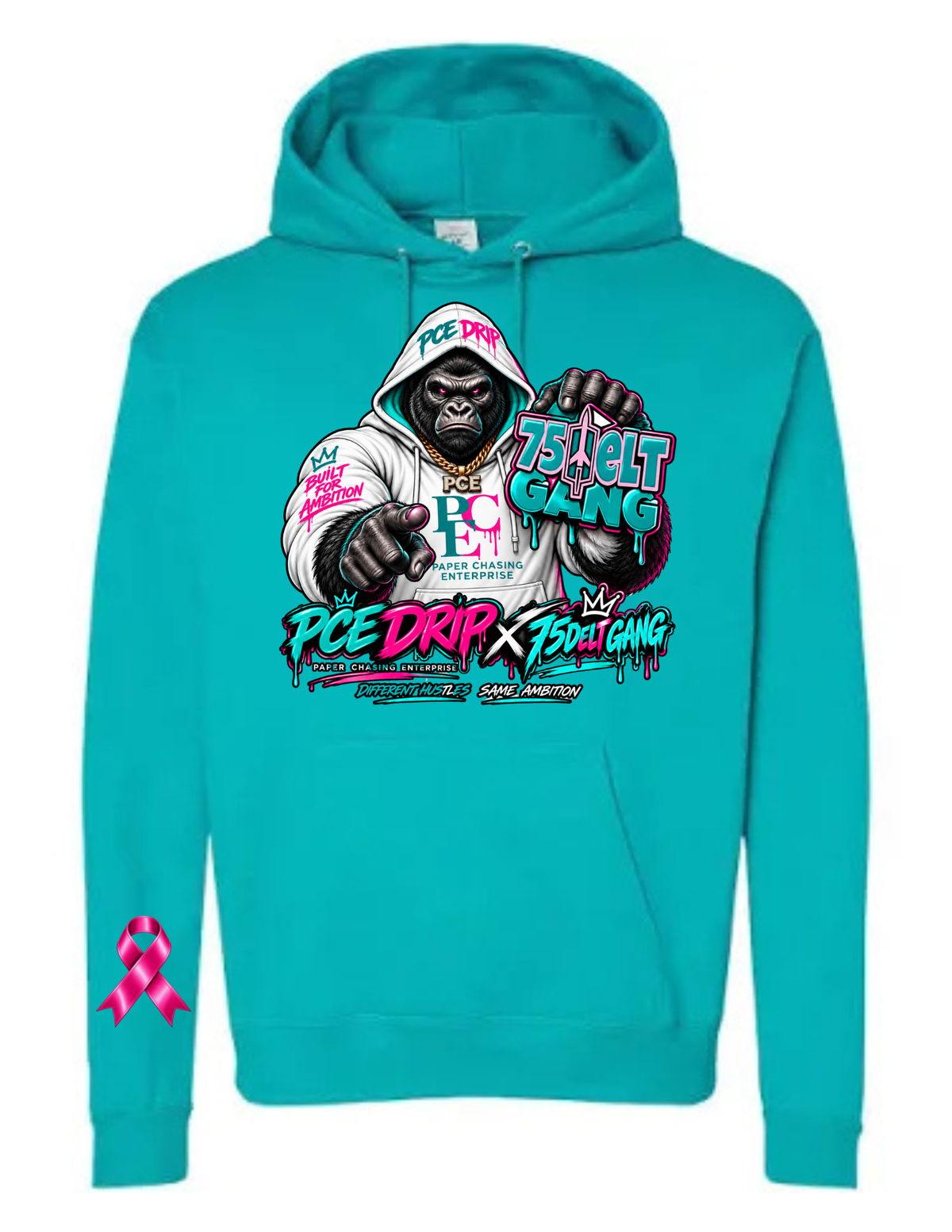 PCE DRIP × 75Delt Gang Breast Cancer Awareness Hoodie – Limited October Edition